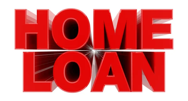 HOME LOAN parola rossa su sfondo bianco illustrazione rendering 3D — Foto Stock