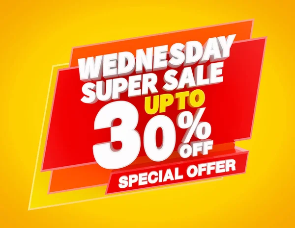 WEDNESDAY SUPER VENDA Até 30% OFERTA ESPECIAL ilustração 3D renderização — Fotografia de Stock