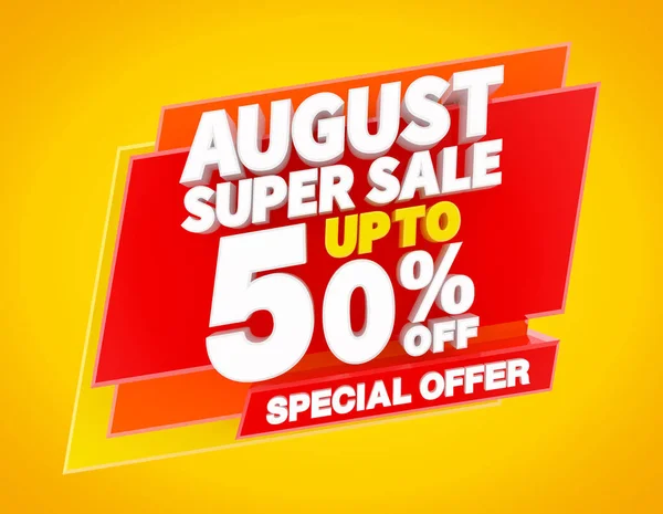 Augusti Super Försäljning Upp till 50% Specialerbjudande illustration 3d rendering — Stockfoto