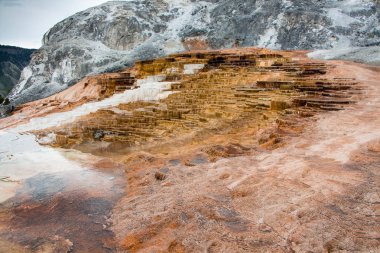 Yellowstone Ulusal Parkı 'ndaki Mamut Kaplıcaları' nın yakın görüntüsü