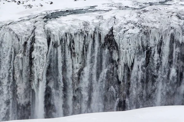 Detifoss Waterfall One Most Powerful Waterfalls Europe Winter Landscape — Stock Photo, Image