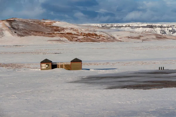 Landscape Northern Iceland Winter Sunny Day Krafla Viti Famous Tourist — 스톡 사진