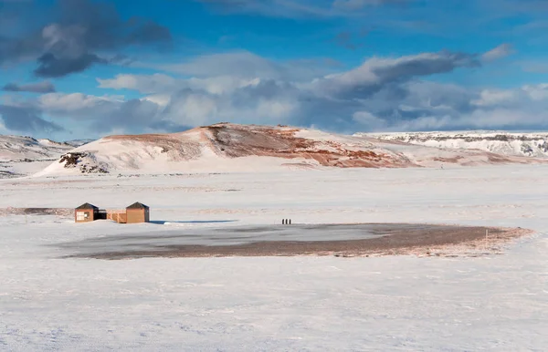 Ландшафт Північній Ісландії Взимку Сонячний День Крафла Віті Знаменитий Туристичний — стокове фото
