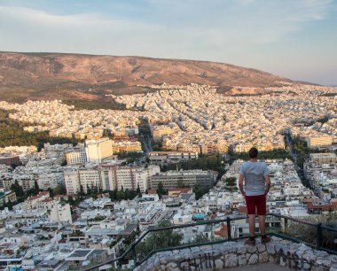 Antik Agora, Ahens, Yunanistan 'dan Akropolis Manzarası