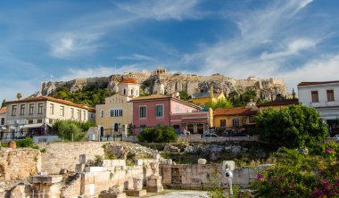Antik Agora, Ahens, Yunanistan 'dan Akropolis Manzarası