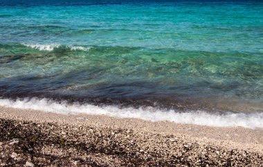 Hırvatistan 'ın Dugi Otok adasının turkuaz plajı, Dalmaçya, dinlenme ve sükunet kavramı