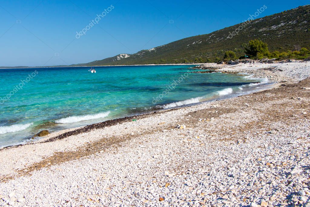 Turquoise beach of Dugi Otok island,  Dalmatia, Croatia Concept of relaxation and tranquility
