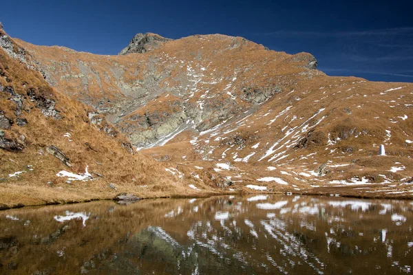 Paisagem Natureza Montanha Lago Glacial Vale Fagaras Mountain Roménia — Fotografia de Stock