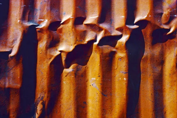 Fotografía Cerca Una Pared Metálica Oxidada — Foto de Stock