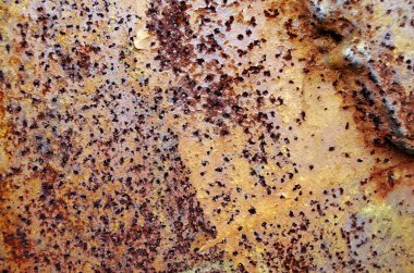 Paslı metal bir duvarın fotoğrafçılığını kapat 