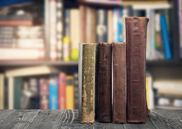 The books on wooden table