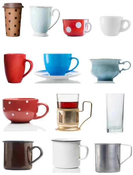 Set of cups, mugs and glasses — Stock Photo, Image