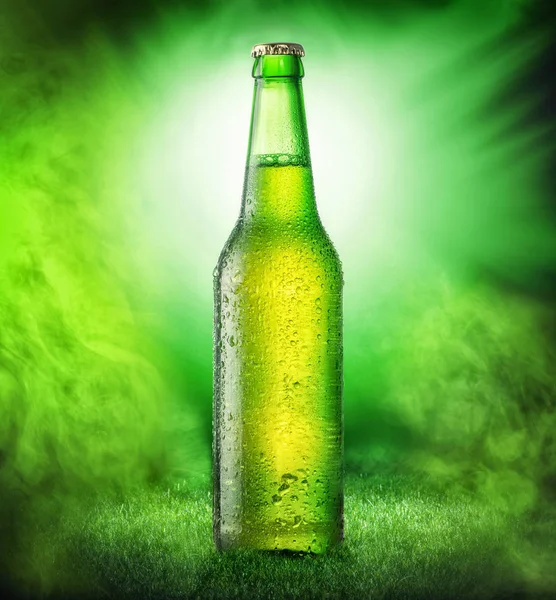 Cerveza Botella en verde — Foto de Stock