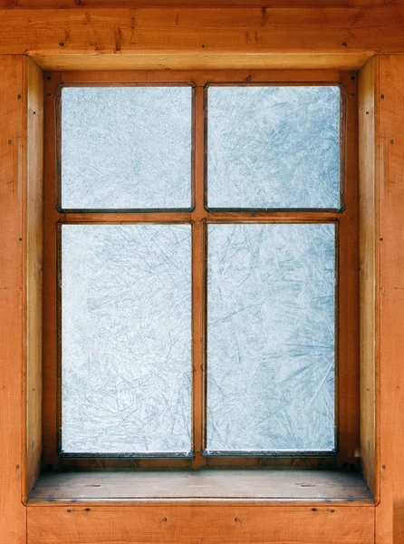 wooden  Window with frost