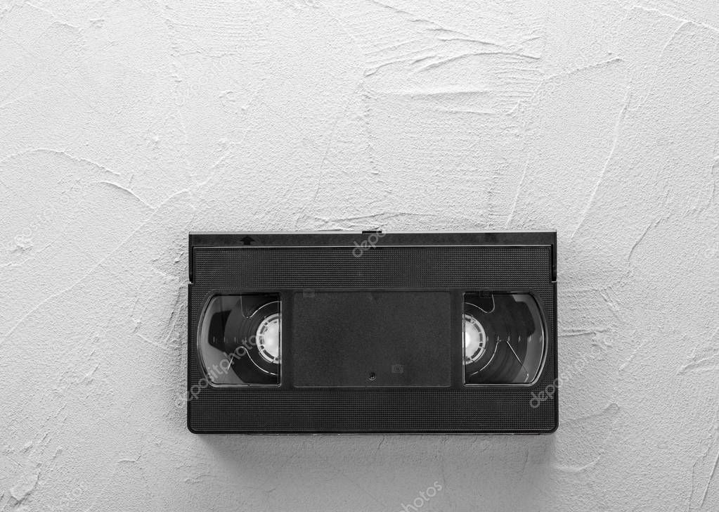 Videocassette on white background