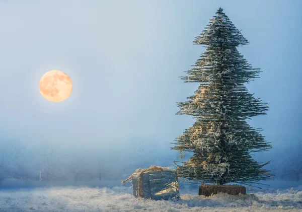 Árbol de Navidad y regalo — Foto de Stock