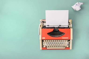 Red typewriter (top view), close up clipart