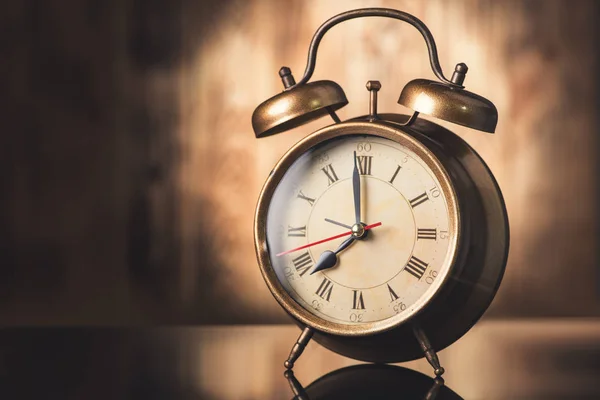 Alarm Clock Wooden Table Close — Stock Photo, Image