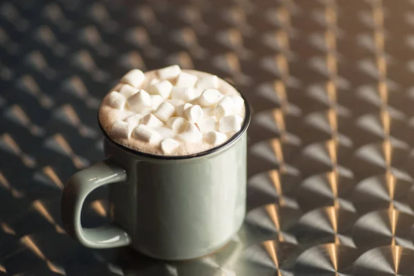 Frischer Kakao Mit Marshmallows Aus Nächster Nähe — Stockfoto