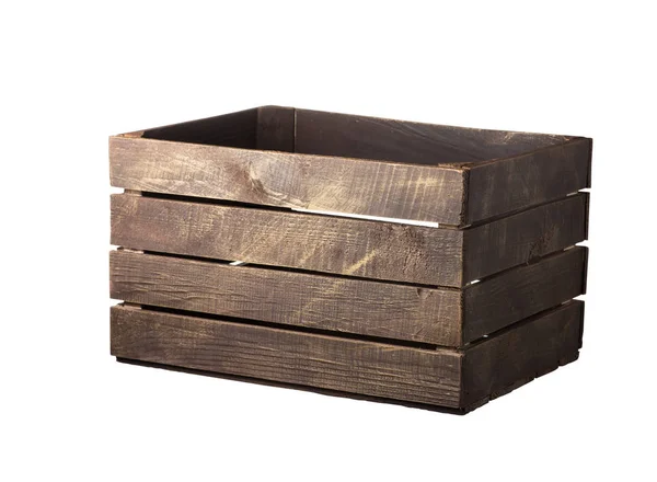 Drewniane Pudełko Izolowane Białym Tle — Zdjęcie stockowe