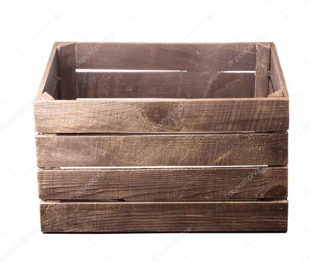 Old wooden box on isolated background