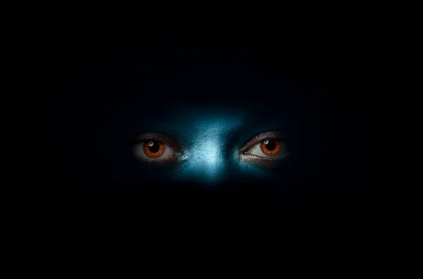 Scary Eyes Looking Darkness — Stock Photo, Image