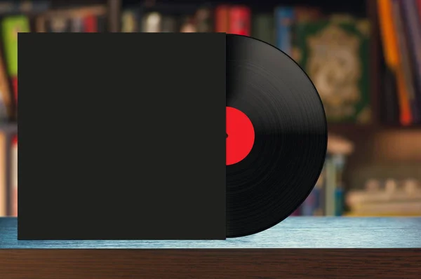 Vinyl disc on a shelf - close-up — Stockfoto