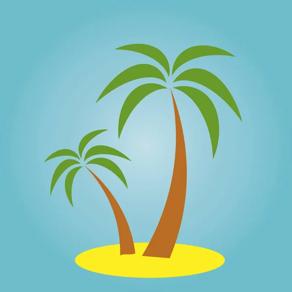 Palmen Auf Einer Kleinen Insel Mit Schlichtem Blauen Hintergrund Vektorbild — Stockvektor