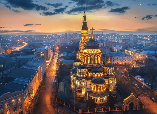 Kharkov Orthodox Annunciation Cathedral Aerial View — Stock Photo, Image