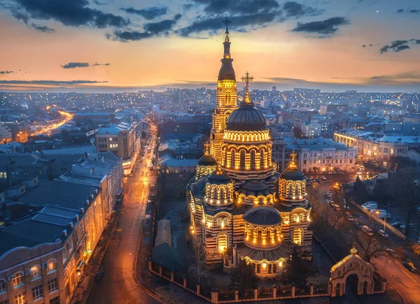 Kharkov Ορθόδοξος Καθεδρικός Ναός Ευαγγελισμού Εναέρια Άποψη — Φωτογραφία Αρχείου