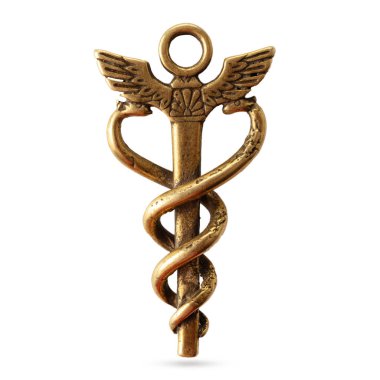 Caduceus - Hermes Rod Beyaz Arkaplanda İzole Edildi