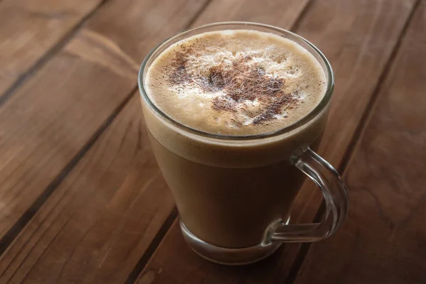 Cappuccino Con Cannella Vista Dall Alto — Foto Stock