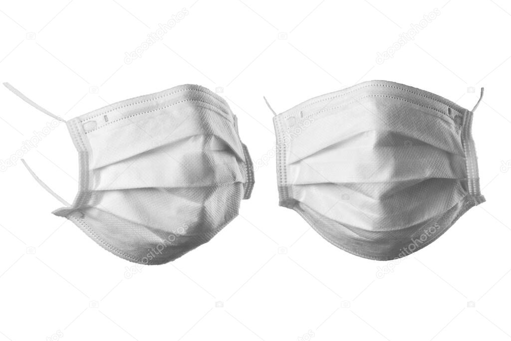 Medical masks isolated on white background
