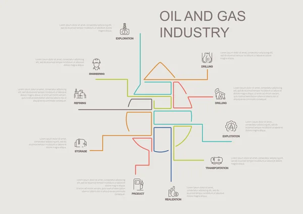 Illustrazione vettoriale infografica dell'industria petrolifera e del gas Vettoriale Stock
