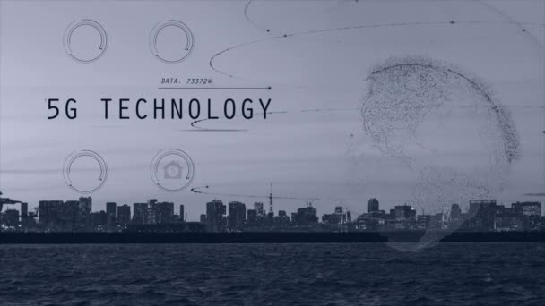 数字地球 Ai技术 5G网络 Fintech Iot和先进技术 — 图库视频影像