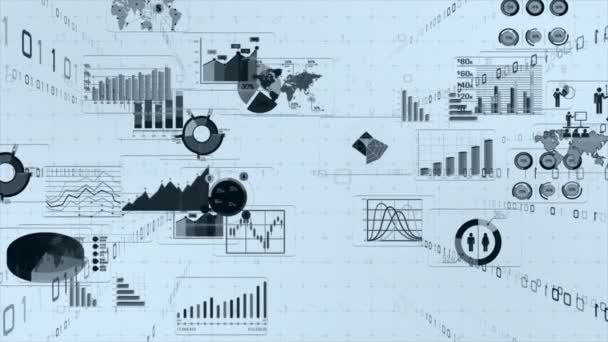 Üzleti Infografikák Készlet Különböző Diagram Illusztráció Adatvizualizációs Elemek Marketingdiagramok Grafikonok — Stock videók