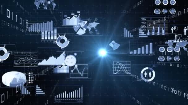 Geschäftsinfografiken Mit Unterschiedlichen Diagrammen Datenvisualisierungselemente Marketing Diagramme Und Graphen — Stockvideo