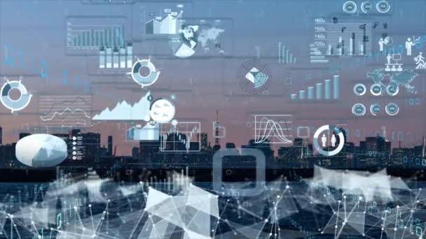 Conjunto Infografías Negocios Con Ilustración Diagrama Diferente Elementos Visualización Datos — Vídeo de stock