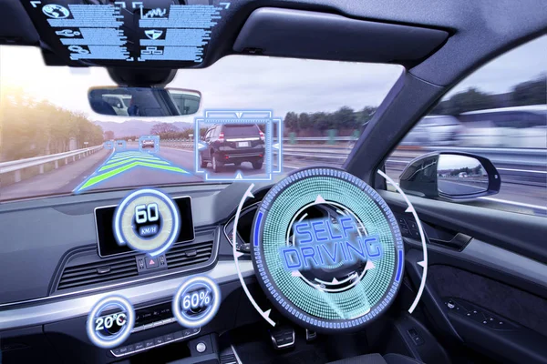 Lege Kuip Van Voertuig Hud Head Display Digitale Snelheidsmeter Autonome — Stockfoto