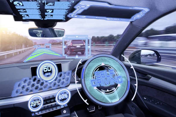 Порожня Кабіна Транспортного Засобу Hud Head Display Цифровий Спідометр Автономний — стокове фото