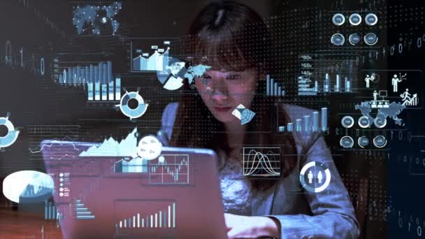 Conjunto Infografías Negocios Con Ilustración Diagrama Diferente Elementos Visualización Datos — Vídeo de stock