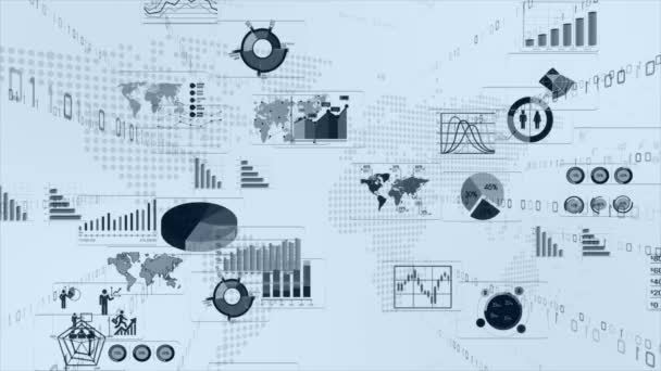 Geschäftsinfografiken Mit Unterschiedlichen Diagrammen Datenvisualisierungselemente Marketing Diagramme Und Graphen — Stockvideo