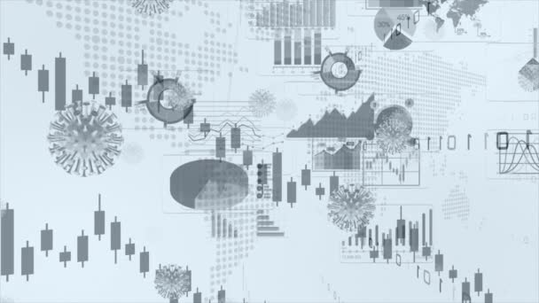 コロナウイルスによる株式市場の暴落を表すグラフ — ストック動画