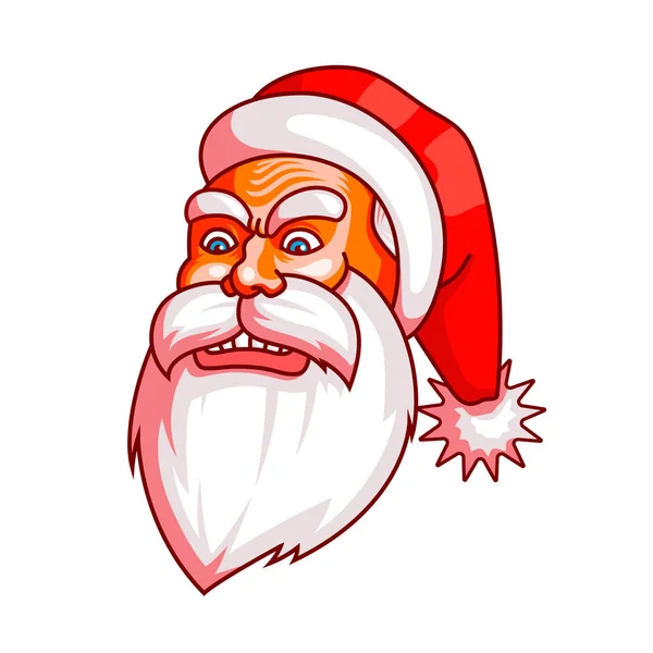 Santa claus emotions. Part of christmas set. Rage, rampage, anger. Ready for print. — Stock Vector