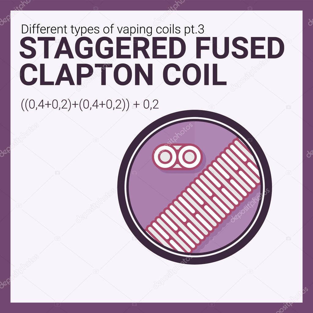 Vector illustration vaping coil. Part of big set. Staggered fused clapton.