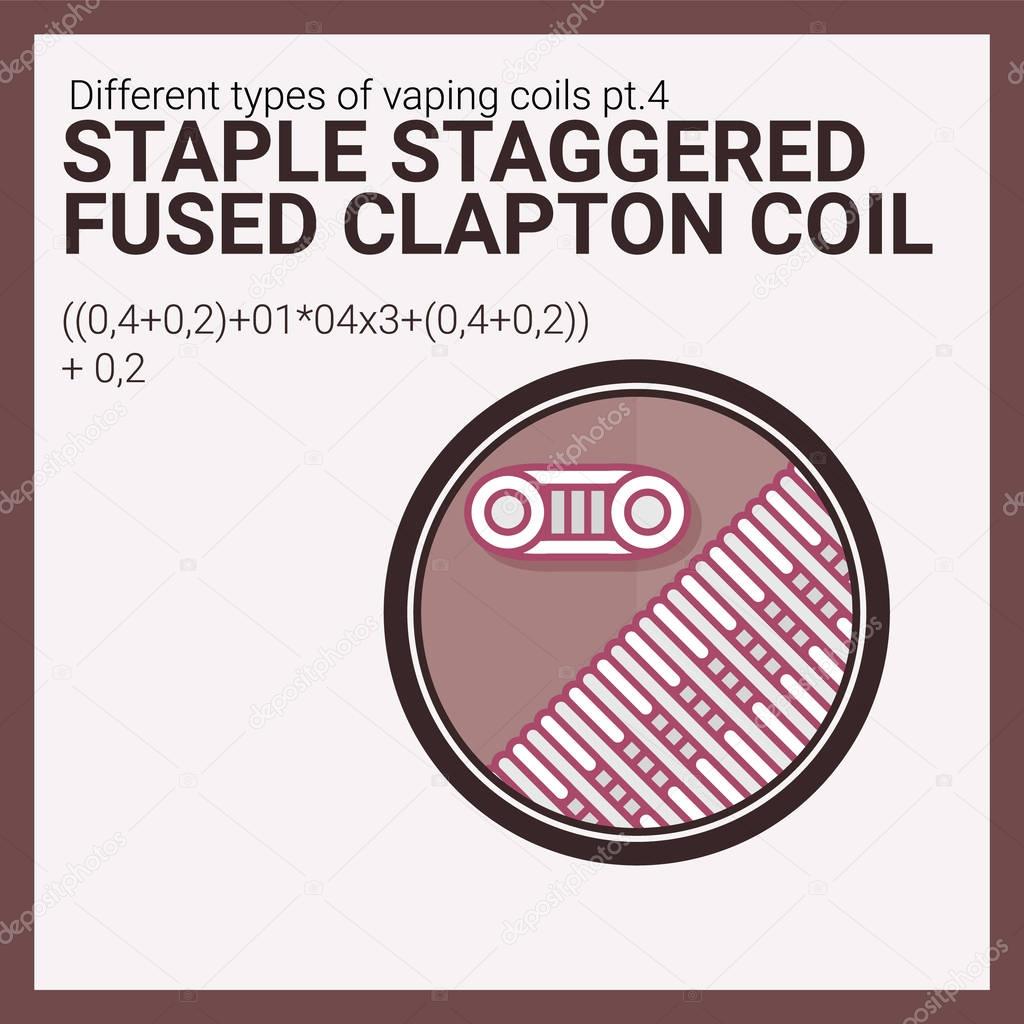 Vector illustration vaping coil. Part of big set. Staple staggered fused clapton.