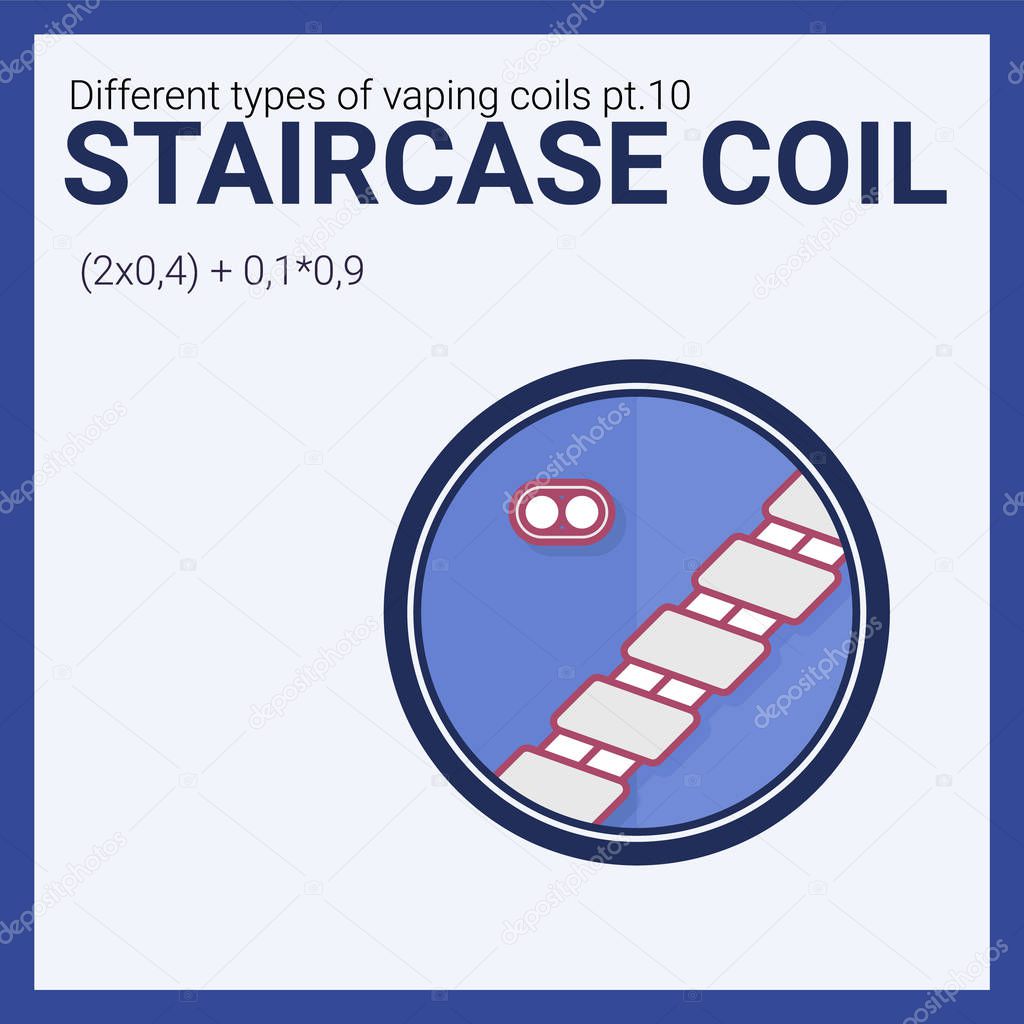 Vector illustration vaping coil. Part of big set. Staircase.