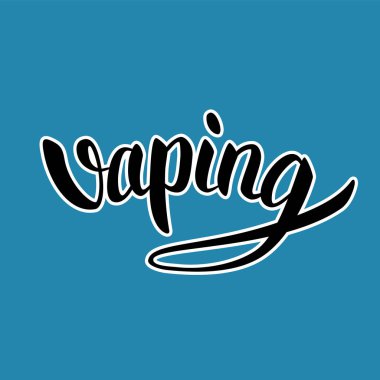 Vaping çizilmiş siyah mavi zemin üzerine beyaz anahat ile yazı