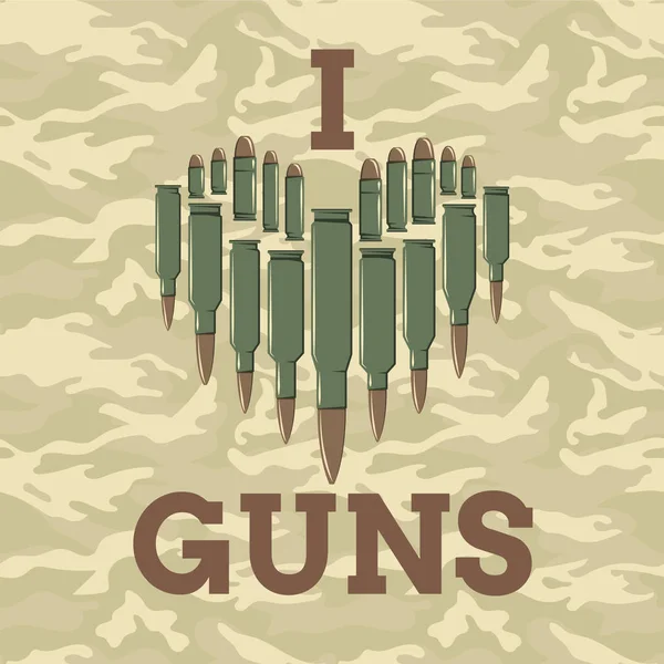 Ich liebe Waffen Vektor Illustration. Militärkonzept. für Print, Web, T-Shirts, Postkarten. — Stockvektor