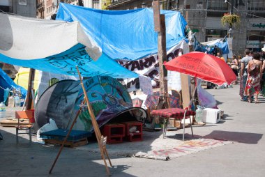 Madrid, June 11, 2011, tents in the Puerta del Sol, 15M movement